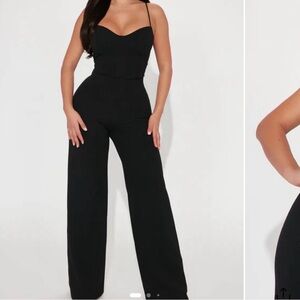 Elegant Black Spaghetti Strap Jumpsuit